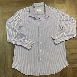 Salvatore Piccolo Napoli Pinstripe Shirt Mens Large Blue White Italy‎ Preppy